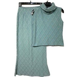 2/$20, Women Slate Blue Sleeveless Top + Maxi Skirt Set, Korean Fashion